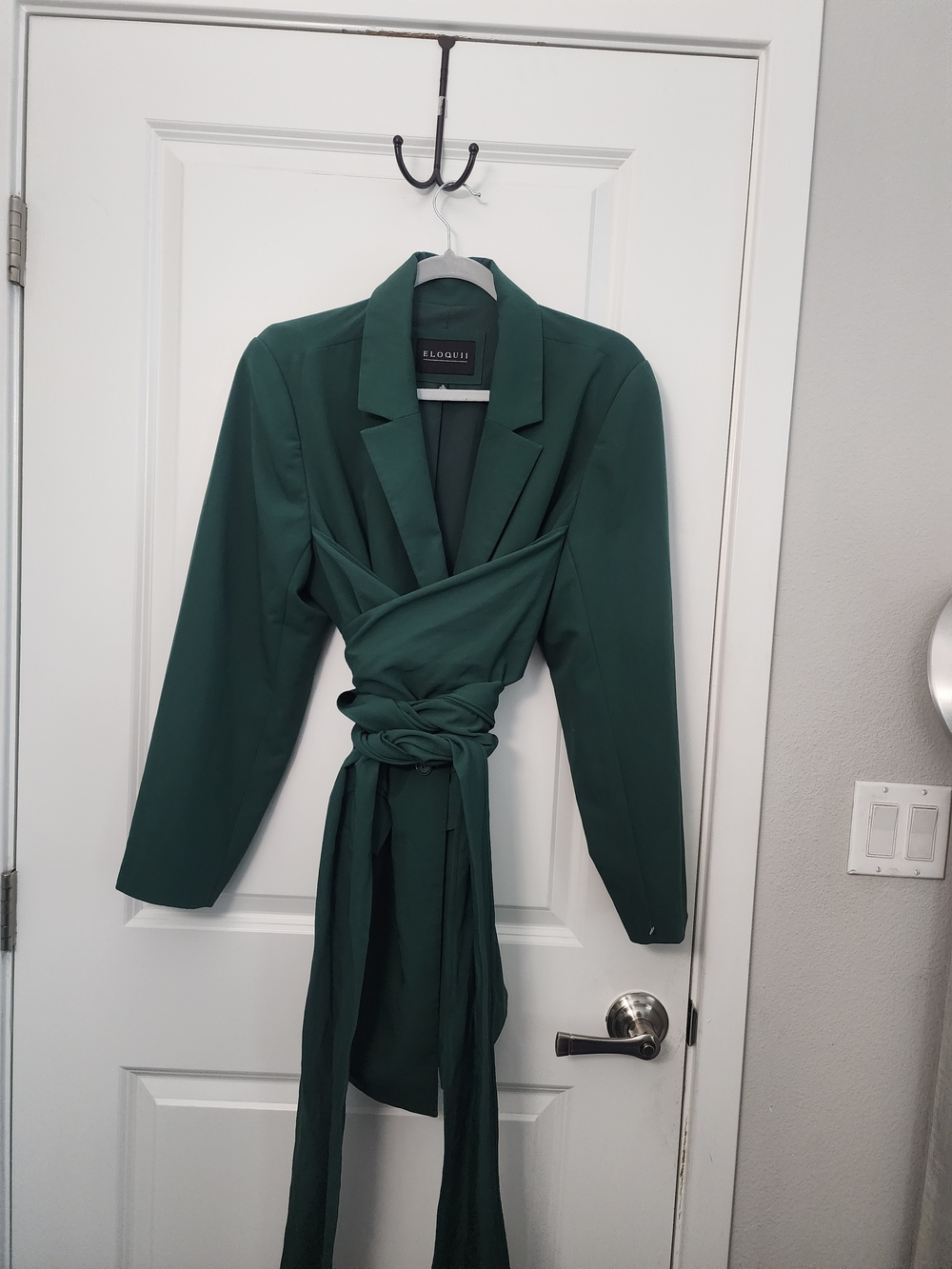 Eloquii Emerald Green Wrap Blazer with Self-Tie Waist